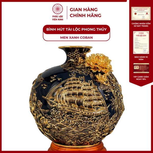 Bình Hút Lộc Thuận Buồm Xuôi Gió Gốm Sứ Bát Tràng Cao Cấp Phong Thủy 