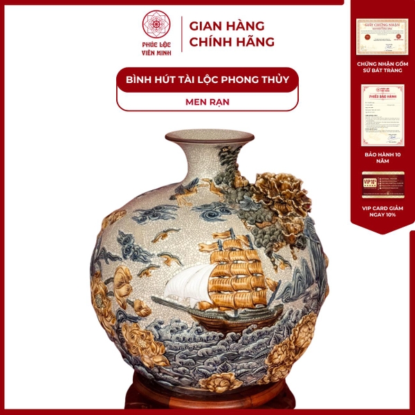 Bình Hút Lộc Bát Tràng Thuận Buồm Xuôi Gió Gốm Sứ Cao Cấp Phong Thủy 
