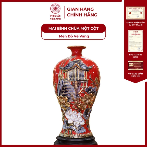Mai Bình Chùa Một Cột Gốm Sứ Bát Tràng Cao Cấp Phong Thủy Sang Trọng 