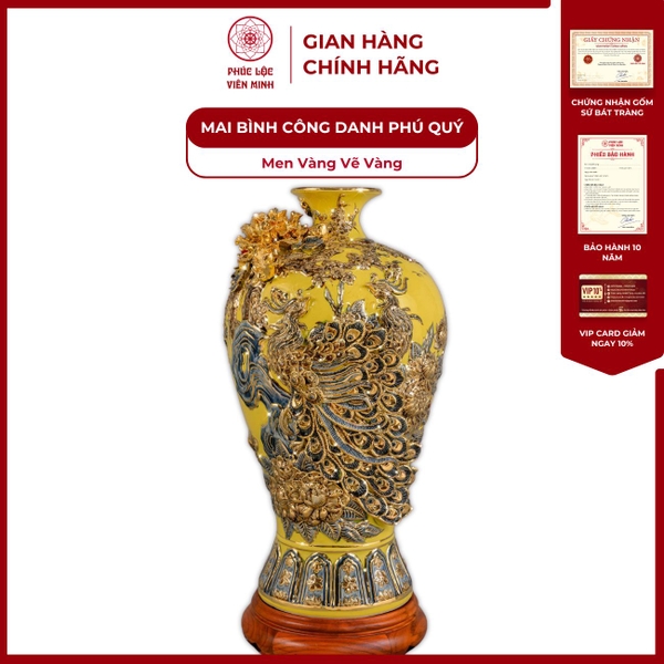 Mai Bình Phú Quý Vàng Bát Tràng Cao Cấp Phong Thủy Sang Trọng 