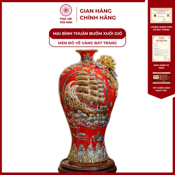 Mai Bình Thuận Buồm Xuôi Gió Gốm Sứ Bát Tràng Cao Cấp Phúc Lộc 