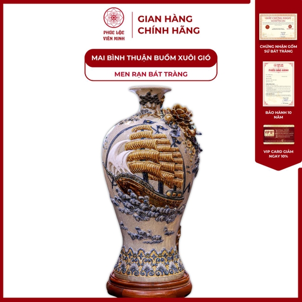 Mai Bình Thuận Buồm Xuôi Gió Gốm Sứ Bát Tràng Cao Cấp Sang Trọng 