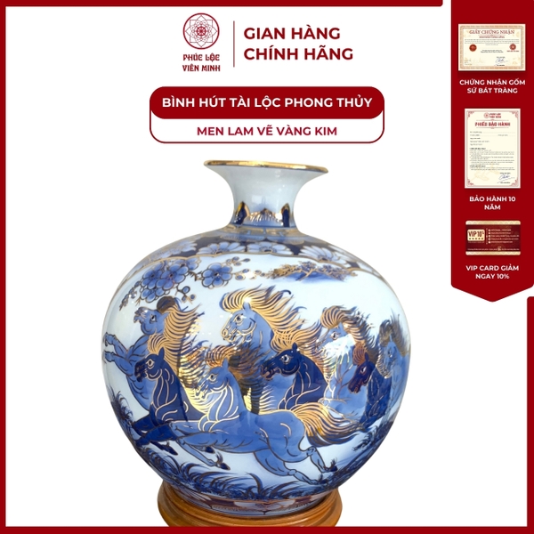 Bình Hút Lộc Mã Đáo Thành Công Bát Tràng Gốm Sứ Cao Cấp Phúc Lộc 