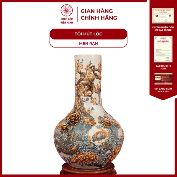 Tỏi Phệ Bách Điểu Chầu Hoàng Gốm Sứ Bát Tràng Cao Cấp Phong Thuỷ 