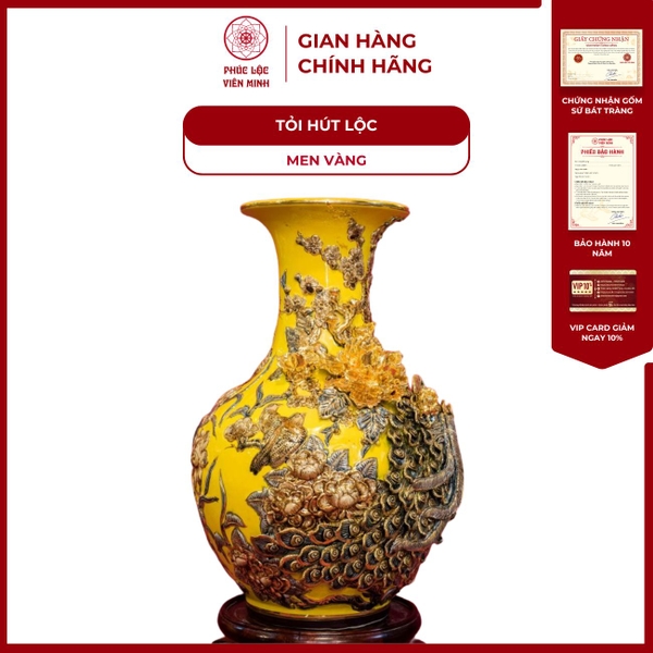 Tỏi Phú Quý 60cm Gốm Sứ Bát Tràng Men Vàng Phong Thuỷ Đẹp 
