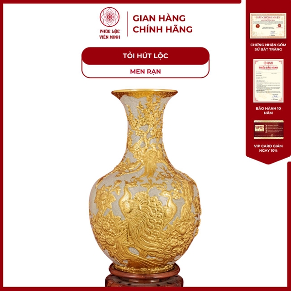 Tỏi Gốm Sứ Bát Tràng 40cm Men Rạn Dát Vàng Phong Thuỷ Phú Quý 