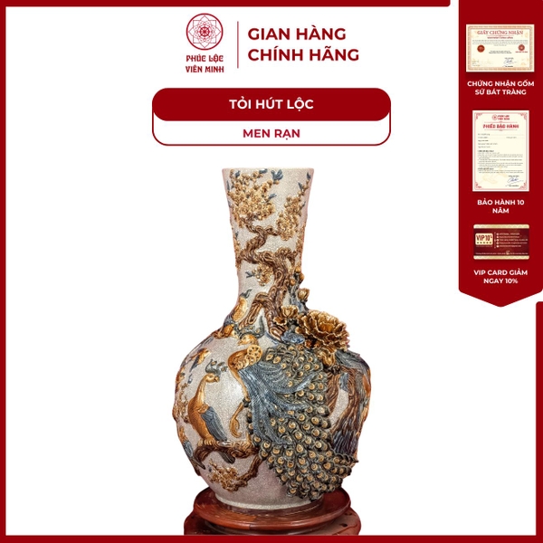 Tỏi Cổ Thẳng 70cm Gốm Sứ Bát Tràng Men Rạn Phong Thuỷ Đẹp 