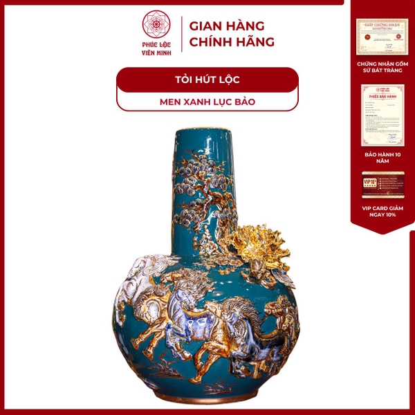 Tỏi Cổ Thẳng Mã Đáo Thành Công Men Xanh Lục Bảo Bát Tràng Chính Hãng Phong Thủy 