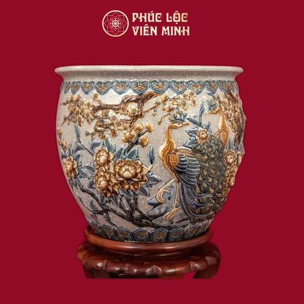 Thống Công Danh Phú Quý Men Đỏ Vẽ Vàng Gốm Sứ Bát Tràng Cao Cấp Phù Phong 