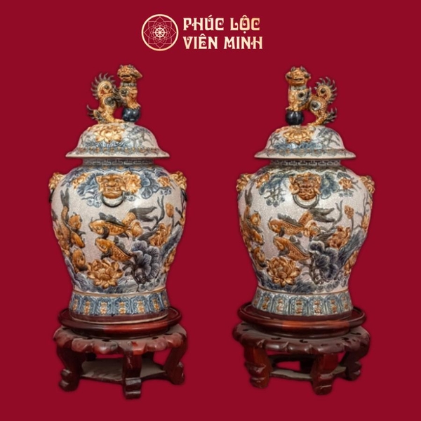 Chóe Niên Niên Hữu Dư 20L Gốm Sứ Bát Tràng Phúc Lộc Tài Lộc 