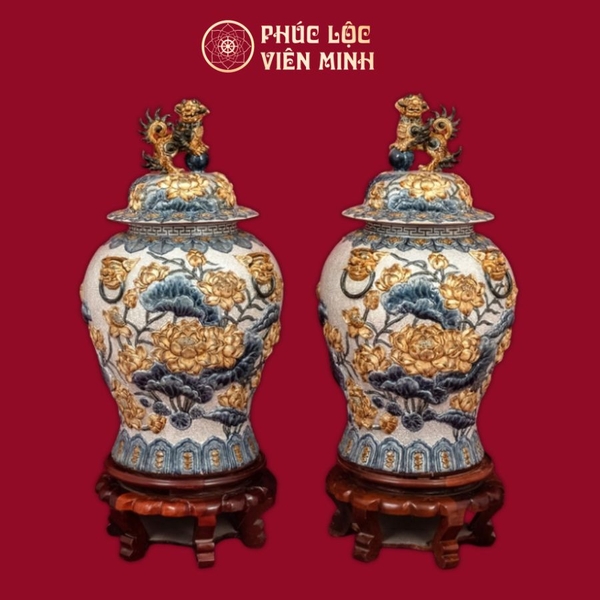 Chóe Liên Hoa 60L Gốm Sứ Bát Tràng Cao Cấp Phúc Lộc Viên Minh 