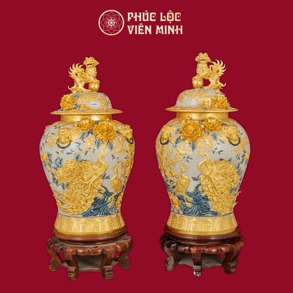 Chóe Công Danh Phú Quý 60L Dát Vàng Gốm Sứ Bát Tràng Cao Cấp 
