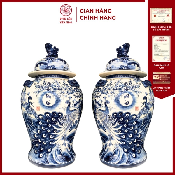Chóe Phú Quý Trường Xuân Men Lam Bát Tràng Cao Cấp Giá Tốt 