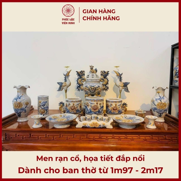 Bộ Đồ Thờ Men Rạn Gốm Sứ Bát Tràng Cao Cấp Tinh Xảo Giá Tốt 