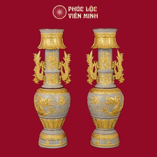 Đèn Thờ Mạc Long Chầu Nguyệt Bát Tràng Men Rạn Vàng Cao Cấp Sang Trọng 
