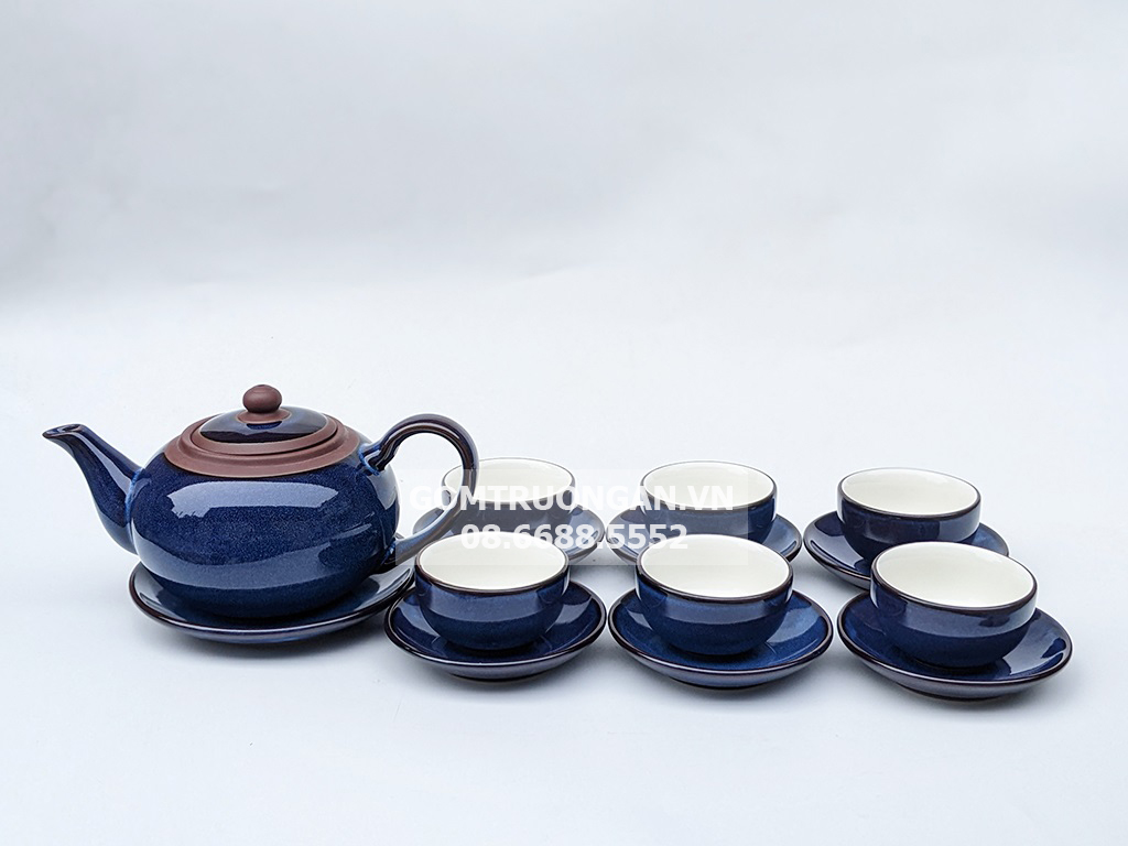 Bộ ấm chén Bát Tràng tử sa cao cấp dáng tống men hỏa biến xanh Bộ ấm chén Bát Tràng tử sa cao cấp dáng tống men hỏa biến xanh