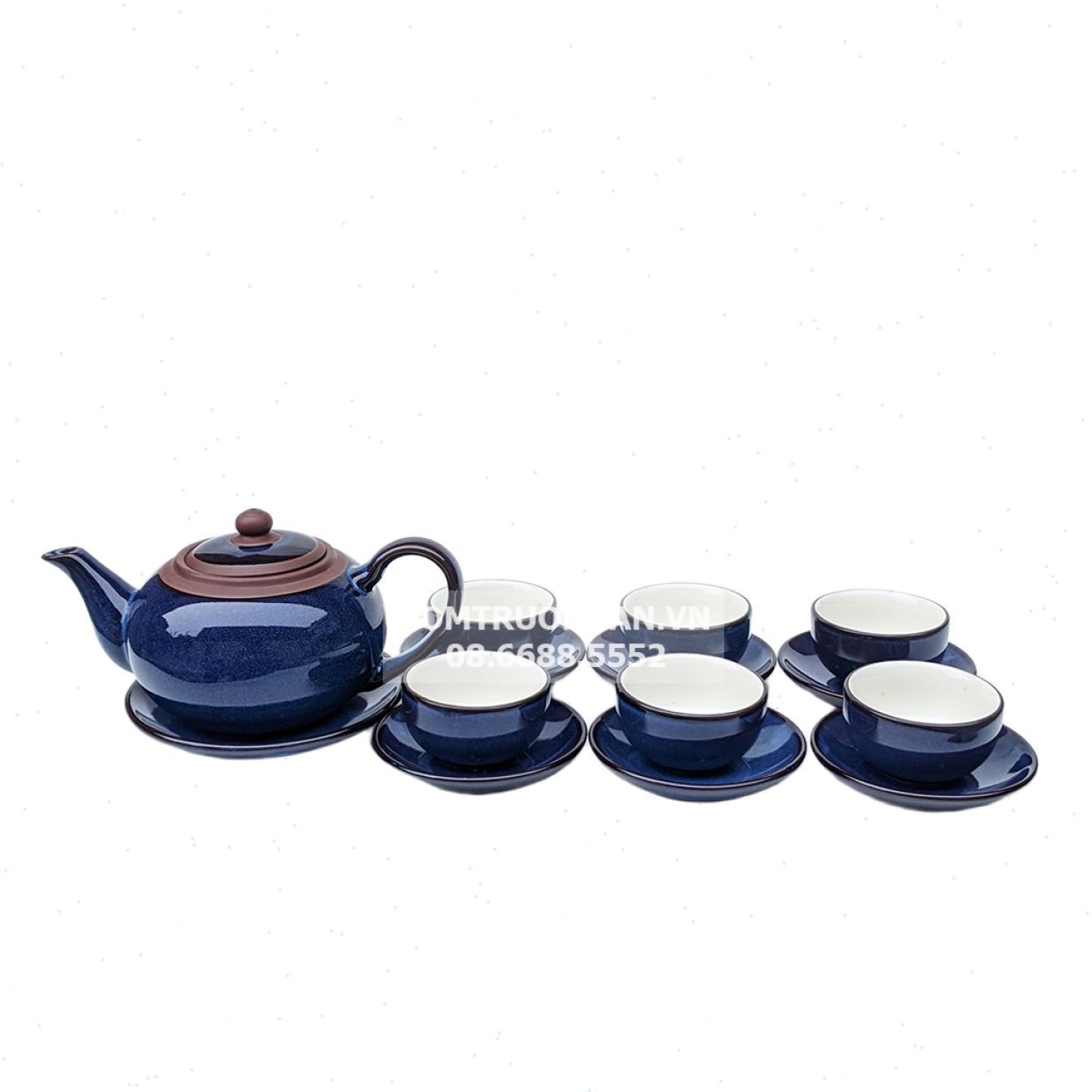 Bộ ấm chén Bát Tràng tử sa cao cấp dáng tống men hỏa biến xanh 