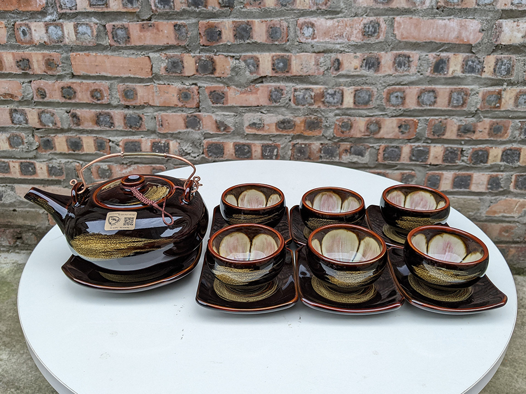 Ấm chén men hỏa biến Bát Tràng Giang Tây sang trọng tặng quà Ấm chén men hỏa biến Bát Tràng Giang Tây sang trọng tặng quà