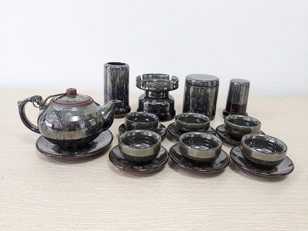 Bộ ấm trà tử sa Lục Thạch Bát Tràng cao cấp quà tặng sang trọng 