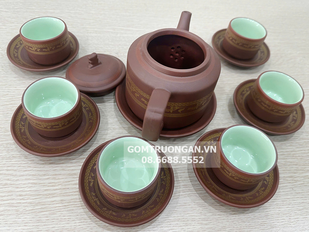 Bộ ấm chén tử sa Bát Tràng Âu Lạc cao cấp sang trọng quà tặng