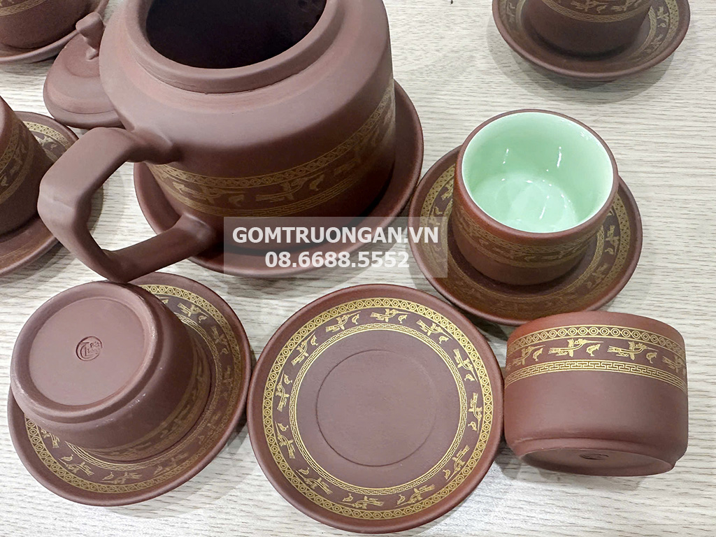 Bộ ấm chén tử sa Bát Tràng Âu Lạc cao cấp sang trọng quà tặng