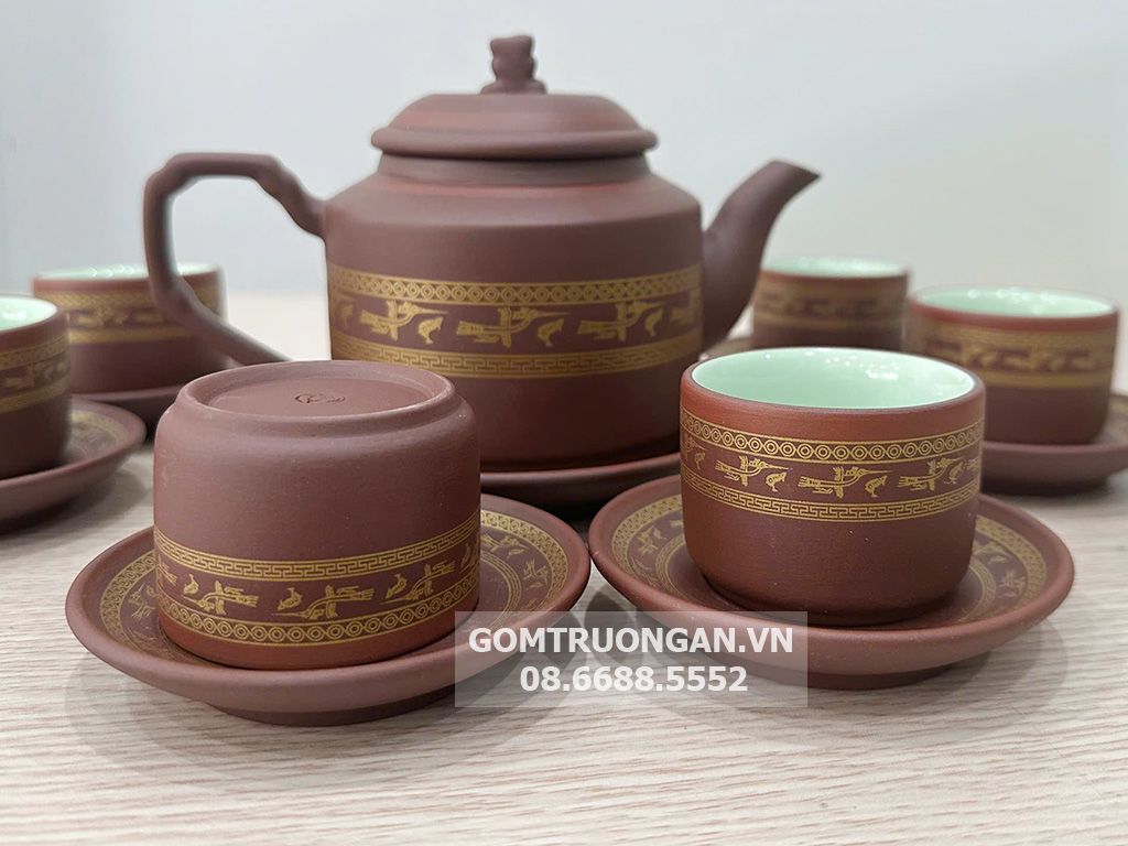 Bộ ấm chén tử sa Bát Tràng Âu Lạc cao cấp sang trọng quà tặng