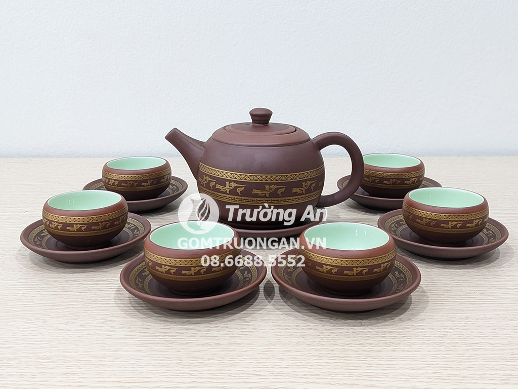 Bộ ấm trà tử sa Bát Tràng 14 món sang trọng, quà tặng ý nghĩa