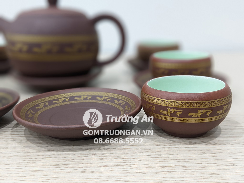 Bộ ấm trà tử sa Bát Tràng 14 món sang trọng, quà tặng ý nghĩa