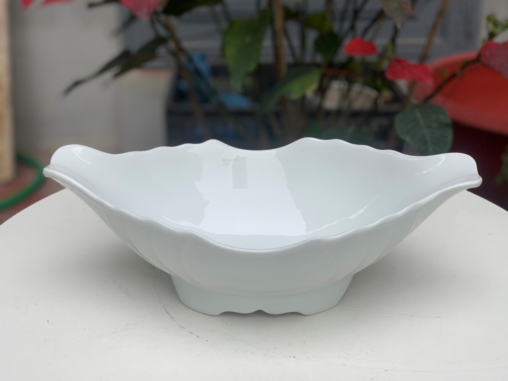 Bát đựng gà cúng sứ trắng men bóng cao cấp Bát Tràng bền đẹp 