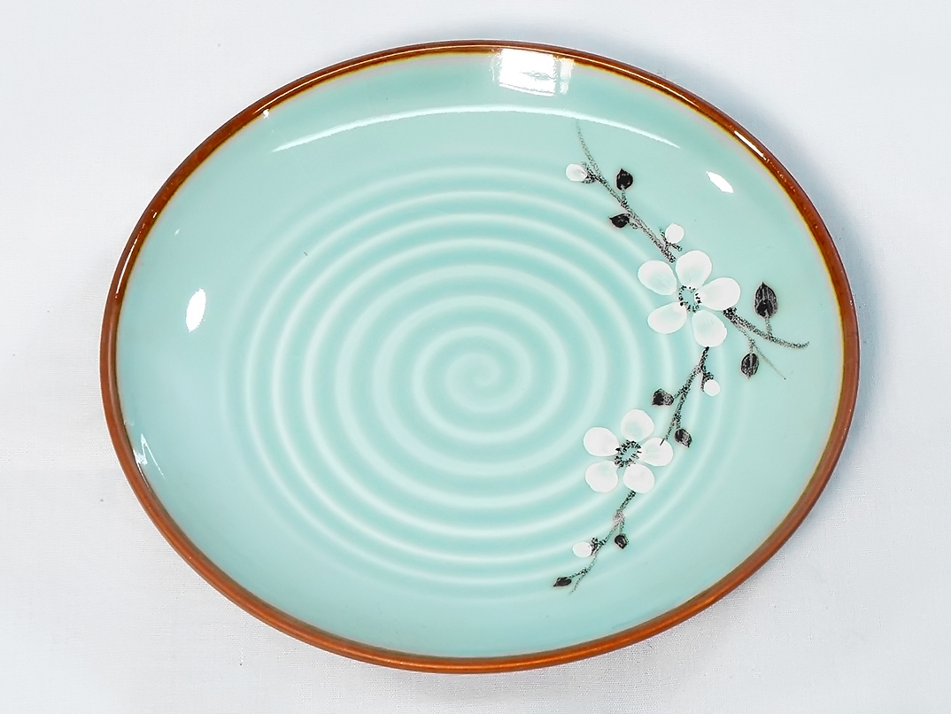 Bộ bát đĩa Bát Tràng 14 món men lam ngọc hoa Anh Đào cao cấp