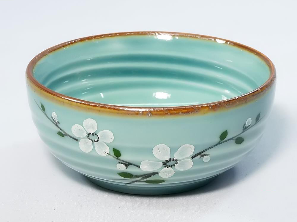 Bộ bát đĩa Bát Tràng 14 món men lam ngọc hoa Anh Đào cao cấp