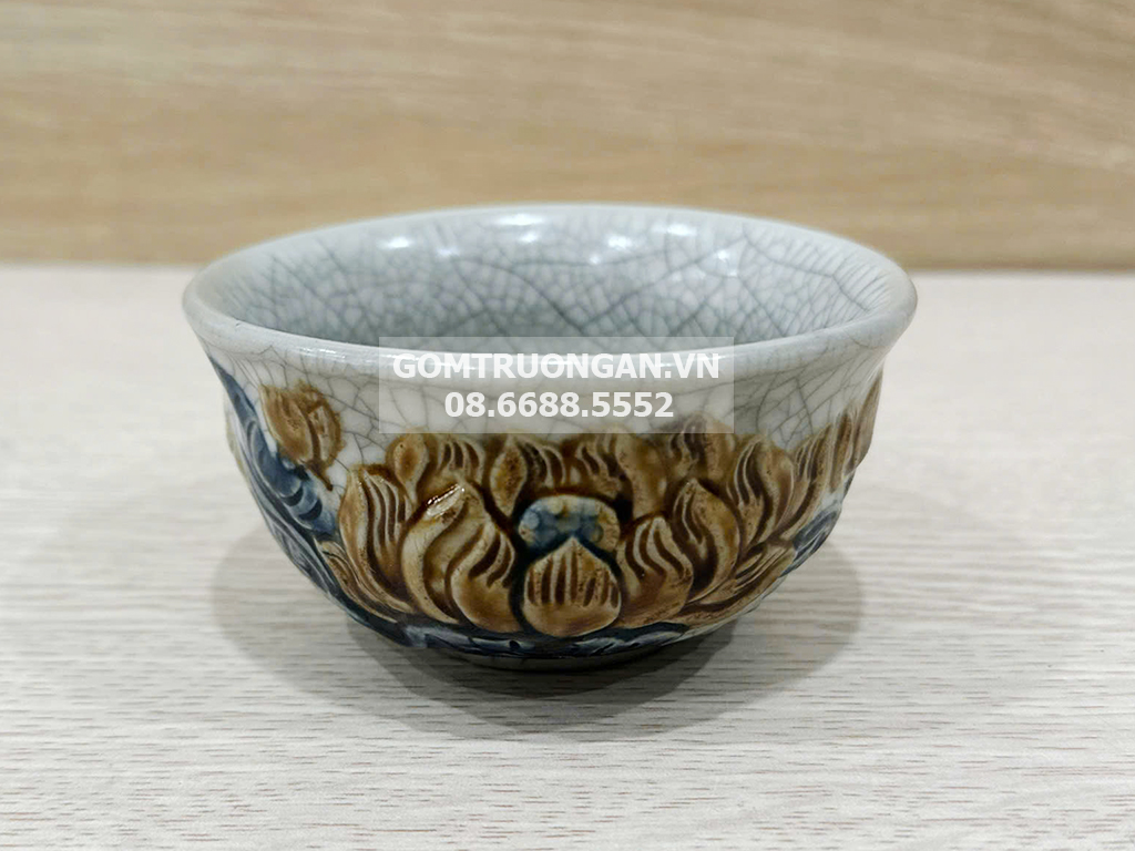 Bát thờ men rạn nổi Trường Xuân hoa sen đẹp uy tín giá tốt 