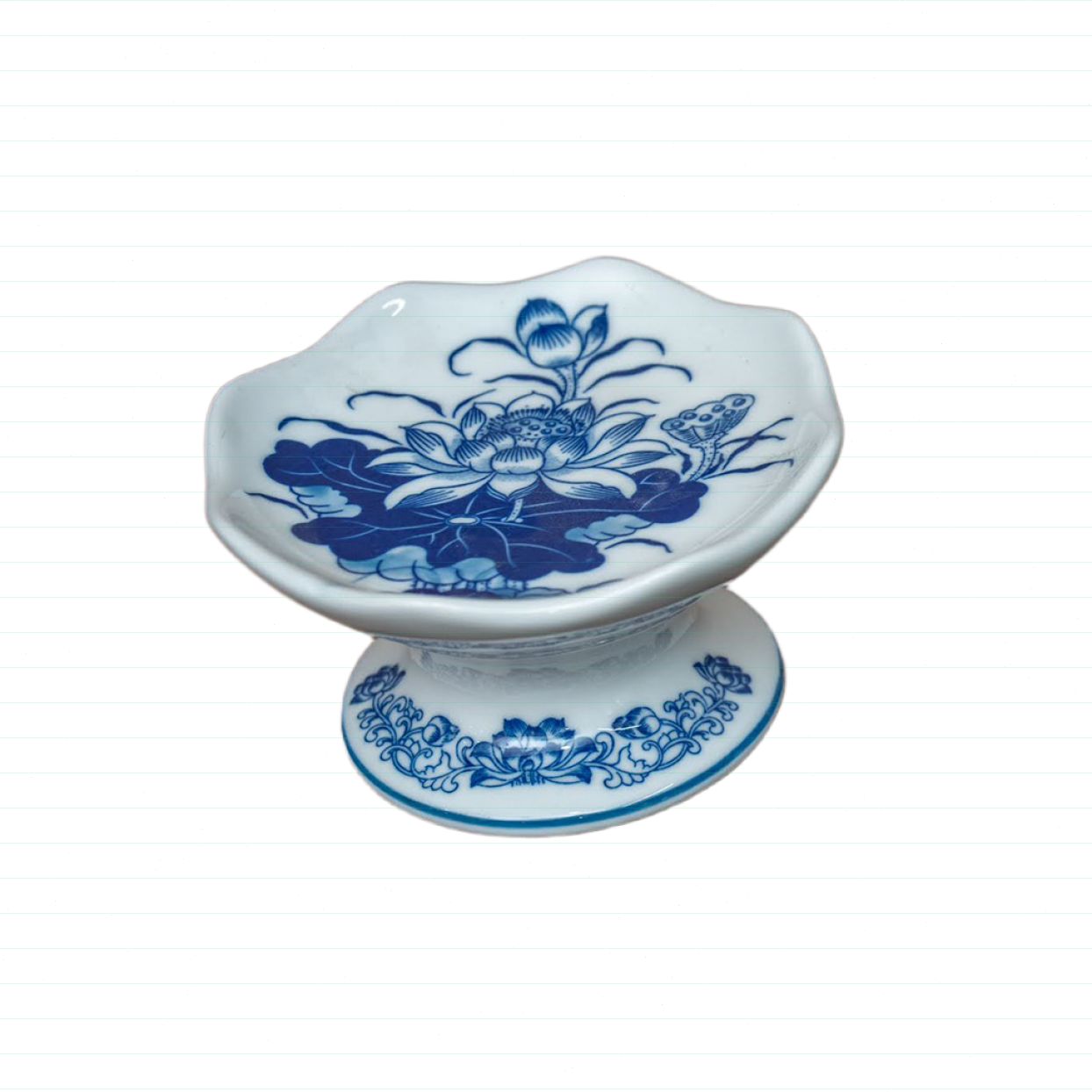 Chân nến men lam Bát Tràng Vạn Phúc đẹp tinh tế sang trọng 