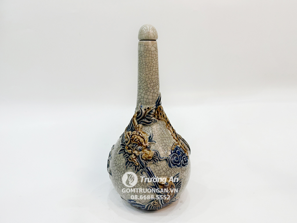 Nậm rượu men rạn nổi Bát Tràng Phúc Quý S2 cao cấp thờ cúng 