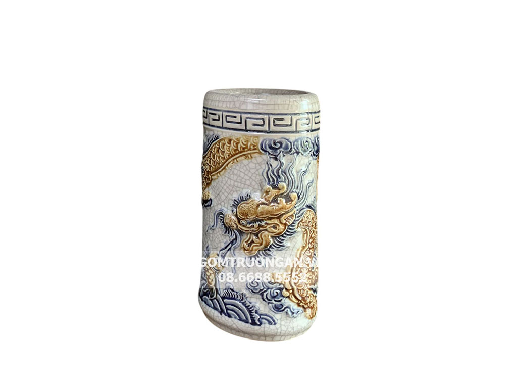 Ống hương rồng men rạn Bát Tràng cao cấp Trường Xuân, bảo hành 