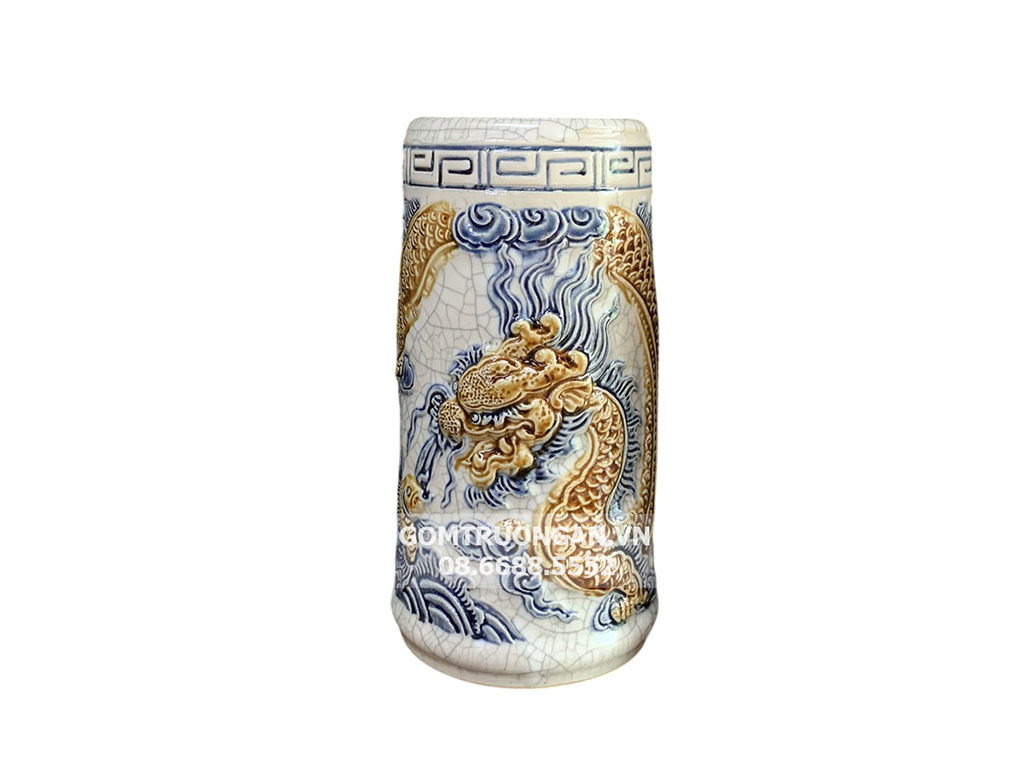 Ống hương men rạn nổi rồng Bát Tràng cao cấp Trường Xuân bảo hành trọn đời 