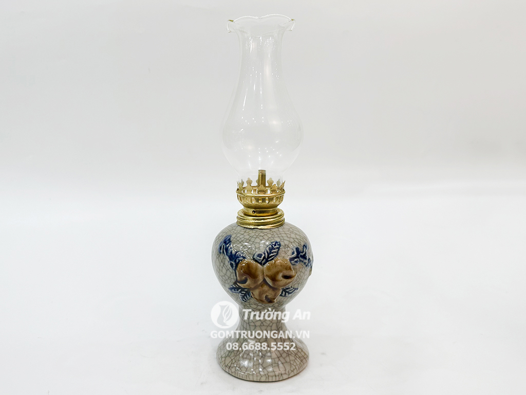 Đèn dầu thờ men rạn nổi Bát Tràng Phúc Quý S2 sang trọng 