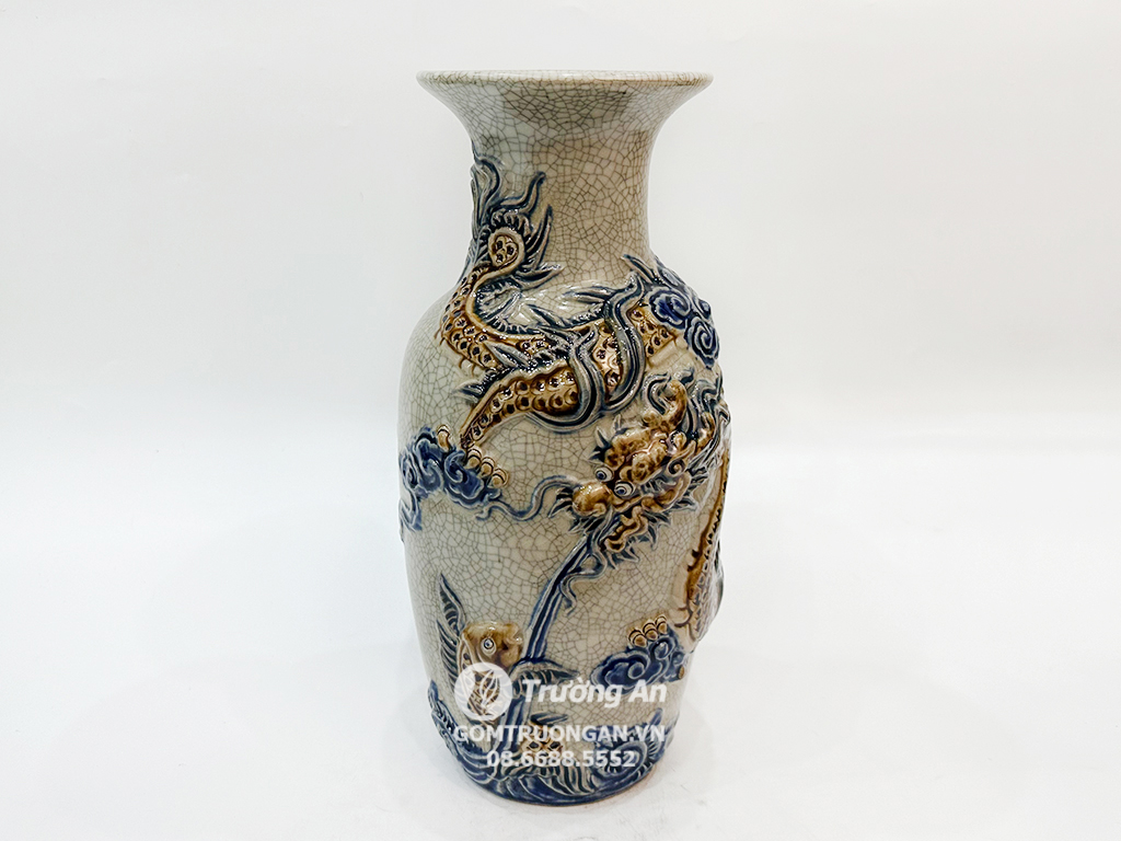 Độc đáo lộc bình men rạn rồng phúc quý 22cm mua ngay 