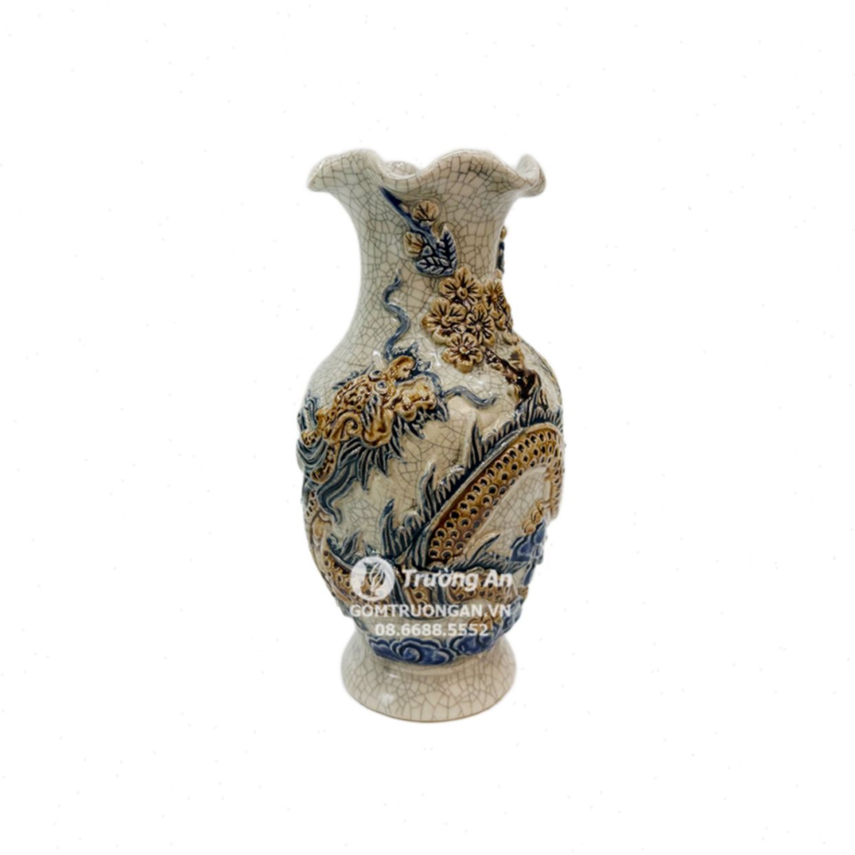 Lọ hoa thờ men rạn nổi 25cm Phúc Quý, trang trí bàn thờ 