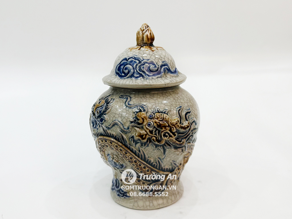 Chóe thờ men rạn nổi Phúc Quý S2 Bát Tràng cao cấp 