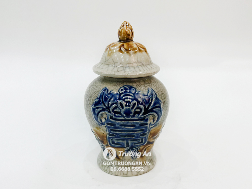 Chóe thờ men rạn nổi Bát Tràng Phúc Quý S3 cao cấp 