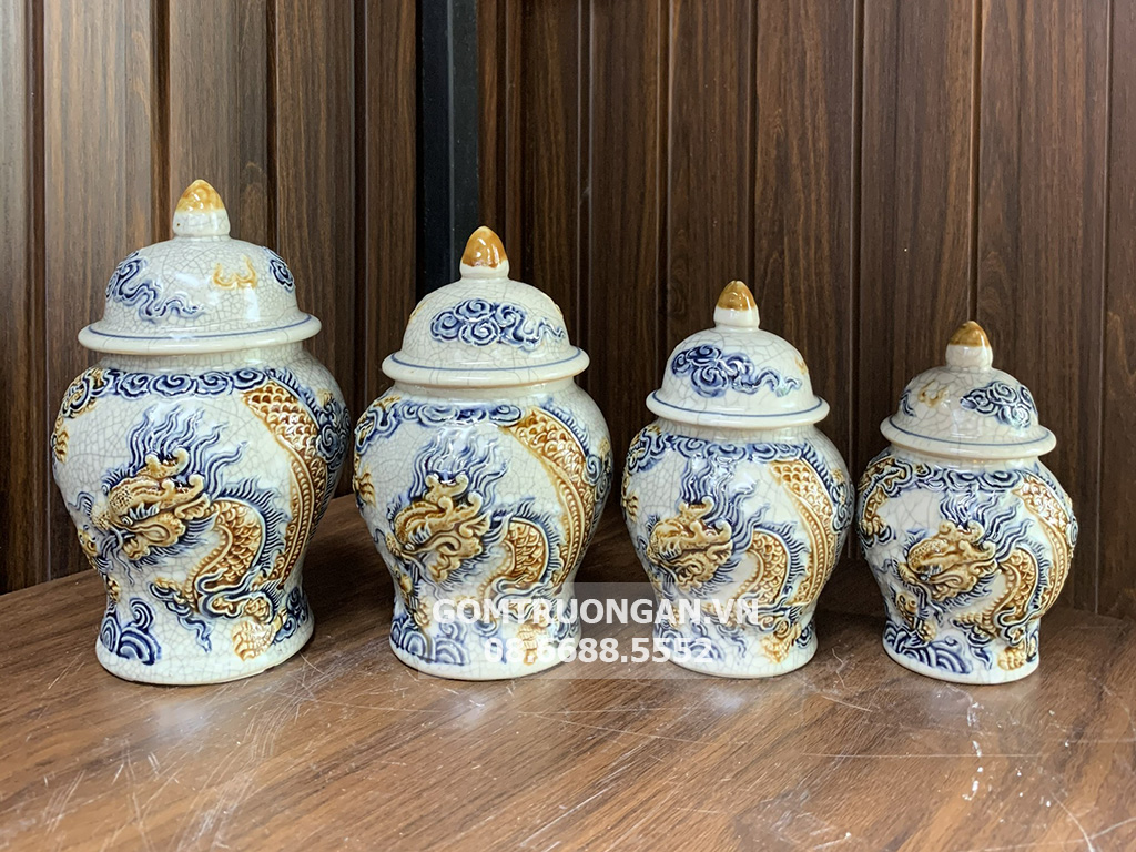 Chóe thờ men rạn nổi cao cấp Trường Xuân S2 gốm Bát Tràng đẹp 