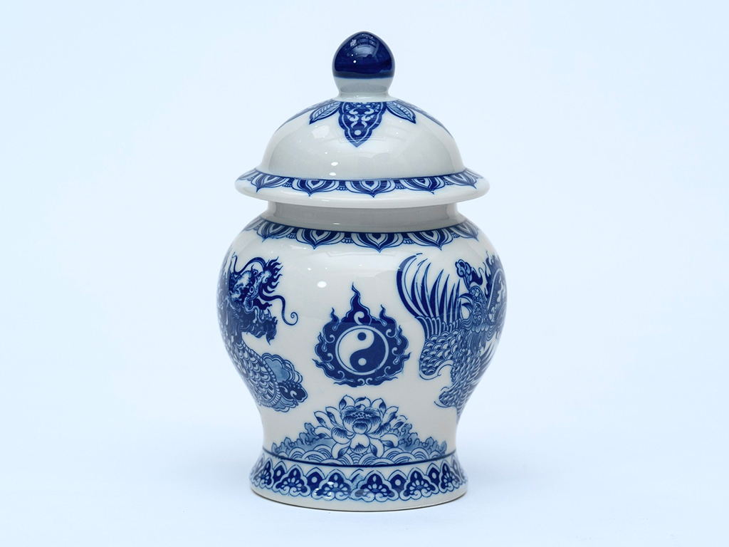 Chóe thờ Long Phụng Bát Tràng men lam đẹp kích thước S1 chuẩn 