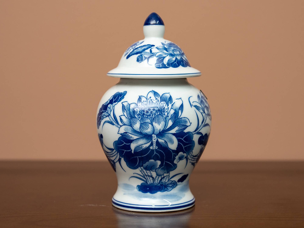 Chóe thờ Vạn Phúc Trường An S4 Bát Tràng Men Lam Sang Trọng 