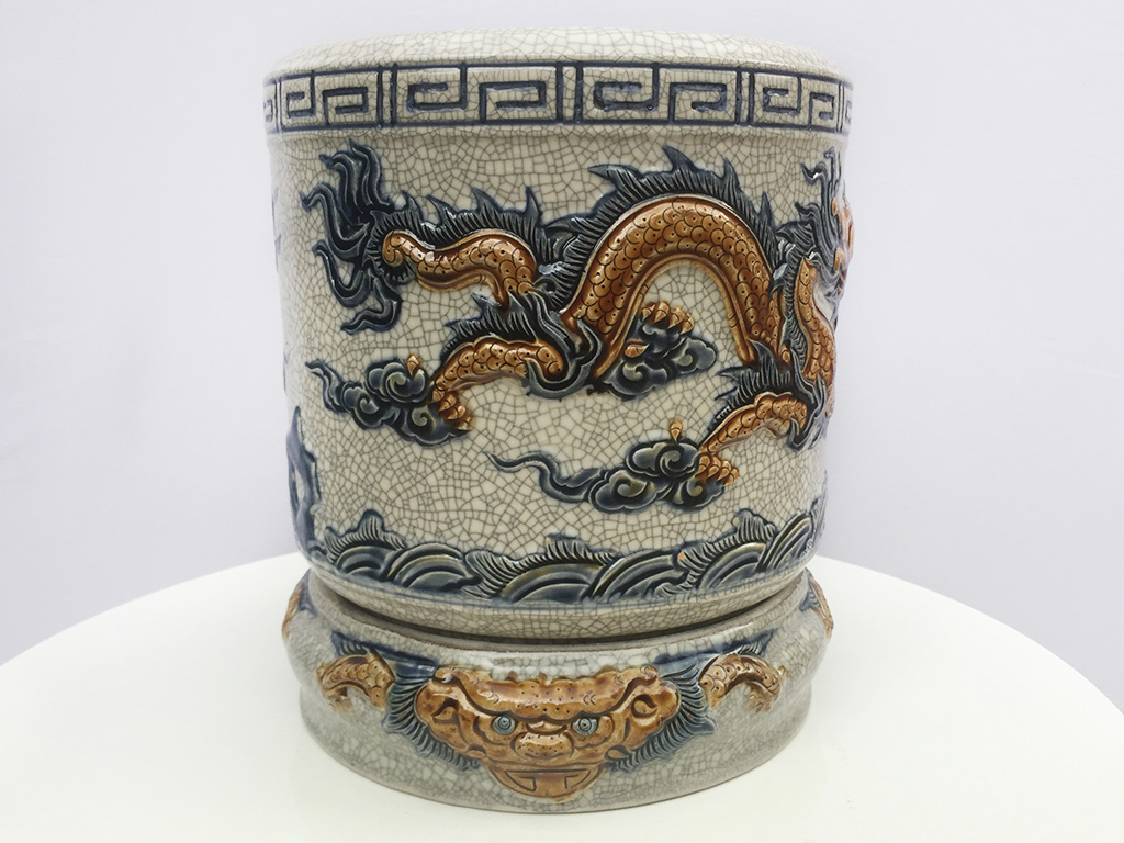 Bát hương men rạn nổi rồng Trường Xuân đế sứ 20cm sang trọng bền Bát hương men rạn nổi rồng Trường Xuân đế sứ 20cm sang trọng bền