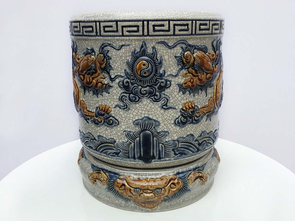 Bát hương men rạn rồng nổi Trường Xuân sứ cao cấp 16cm đẹp, bền Bát hương men rạn rồng nổi Trường Xuân sứ cao cấp 16cm đẹp, bền