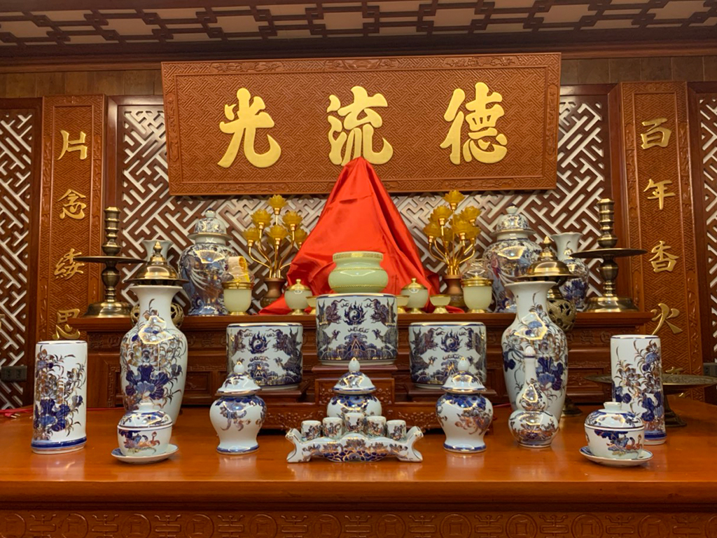 Bộ đồ thờ Bát Tràng men ngọc vàng 24k chuẩn cao cấp full bộ 