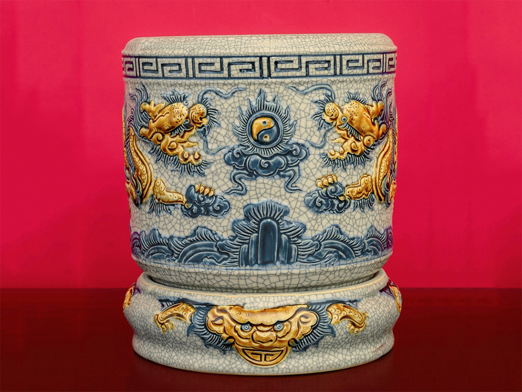 Bộ đồ thờ Bát Tràng men rạn rồng đắp nổi 10 món chất lượng Bộ đồ thờ Bát Tràng men rạn rồng đắp nổi 10 món chất lượng