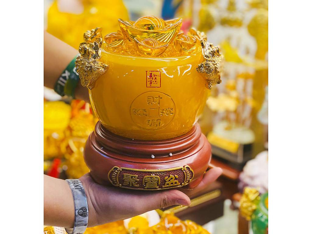 Bát tụ bảo ngọc vàng nhỏ cao cấp phong thủy chiêu tài may mắn 