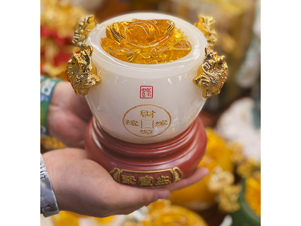 Bát tụ bảo ngọc trắng nhỏ cao cấp phong thủy tài lộc may mắn 